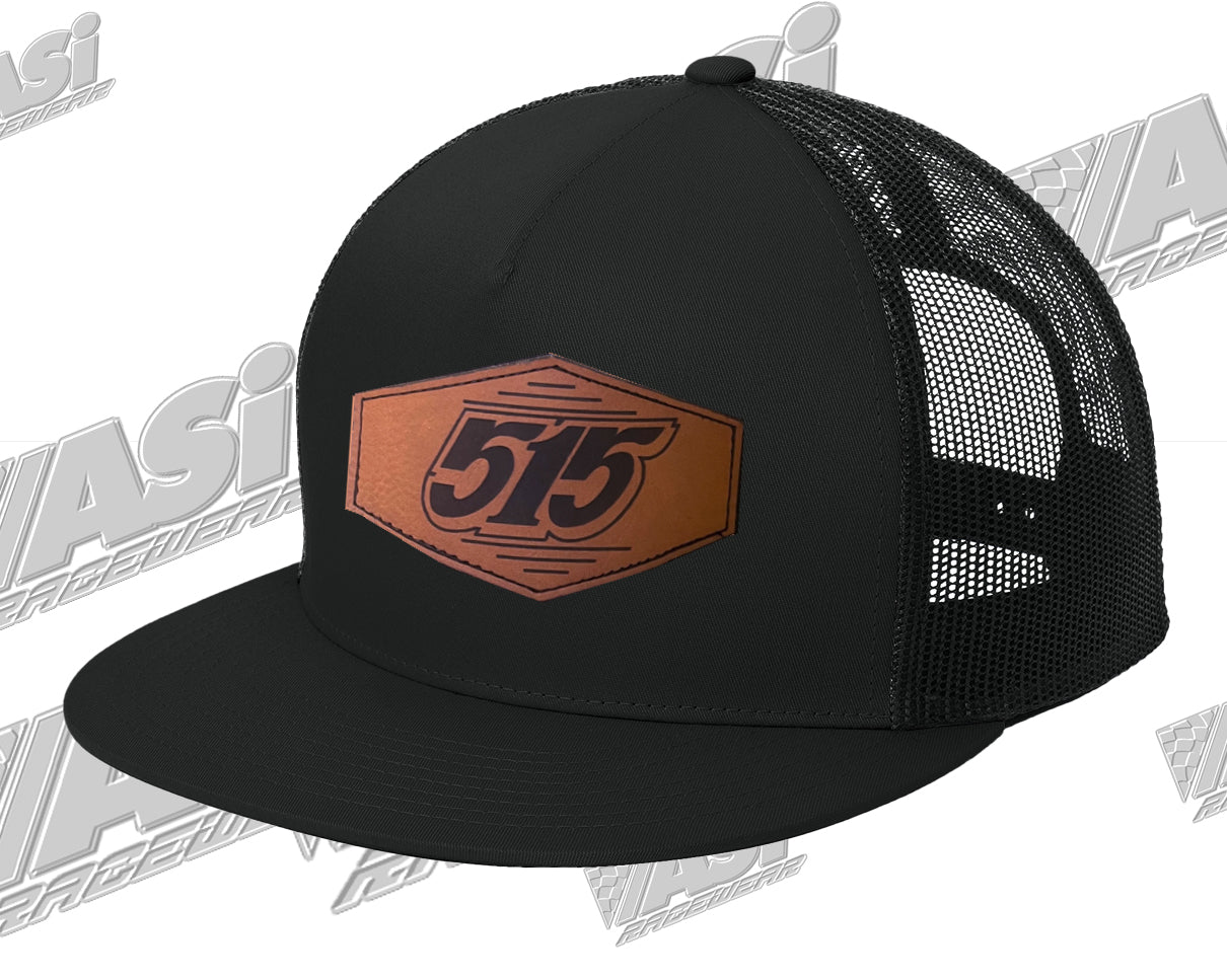 Black 515 Hexagon Leather Patch Snapback Hat