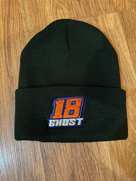 Black 18 Ghost Cuffed Beanie